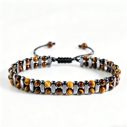 Tiger Eye Stone Magnetic Woven Bracelet