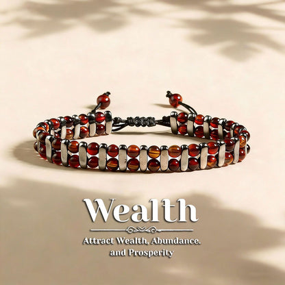 Tiger Eye Stone Magnetic Woven Bracelet